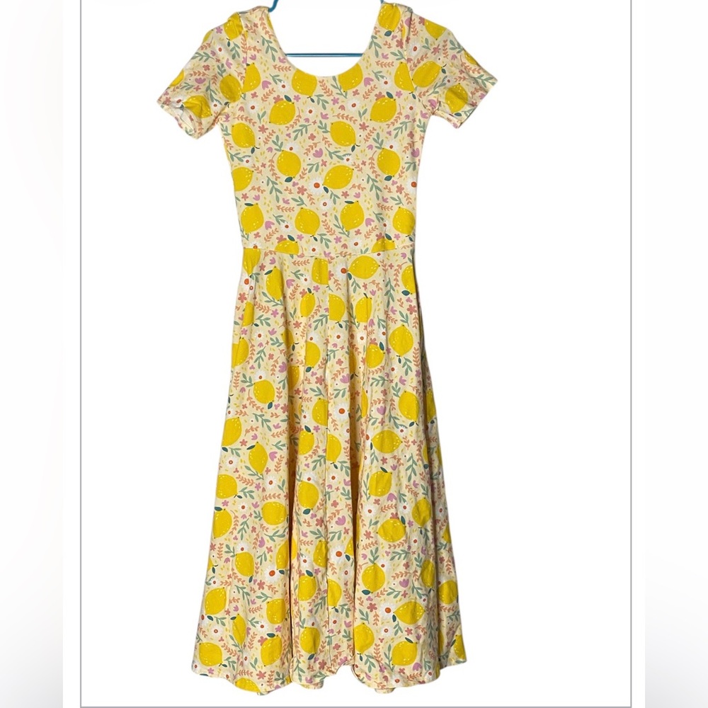 ELESTORY Lemon Print Midi Dress with Pockets - Organic Cotton - XS